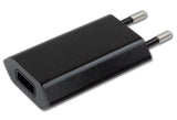 Slim 230V 5V/1A USB Wall Charger - Black