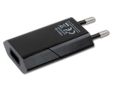 Slim 230V 5V/1A USB Wall Charger - Black