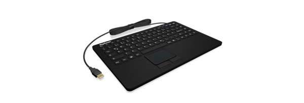 IcyBox KeySonic Mini Keyboard - Waterproof IP68 with Touchpad (USB, Black)