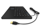 IcyBox KeySonic Mini Keyboard - Waterproof IP68 with Touchpad (USB, Black)