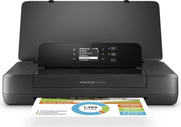 HP OfficeJet 200 Mobile Printer - Color Inkjet, A4, 1200x1200dpi, 20ppm Mono, 19ppm Color, USB, Wi-Fi