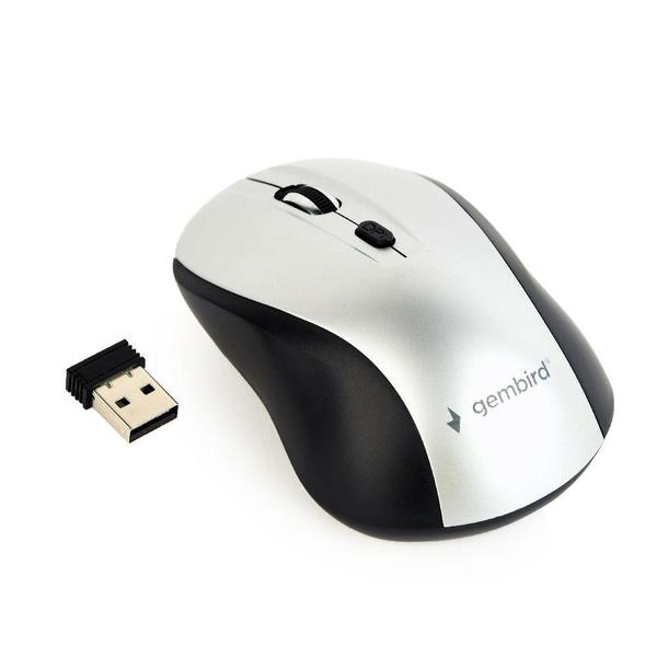 Gembird MUSW-4B-02-BS Wireless Optical Mouse - 1600 DPI, USB, Black/Silver
