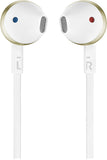 JBL T205 Champagne Gold Earbud headphones - 1-button remote with microphone - Tangle-free flat cable