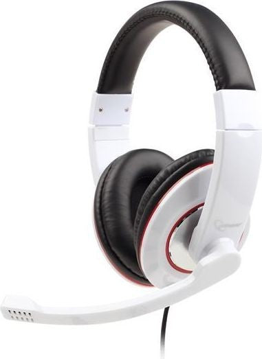 Gembird Stereo Headset with Microphone - White/Black/Red