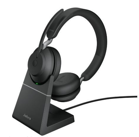 Jabra Evolve2 65 MS Stereo Headset – USB-A Bluetooth On-Ear with Charging Stand, Black
