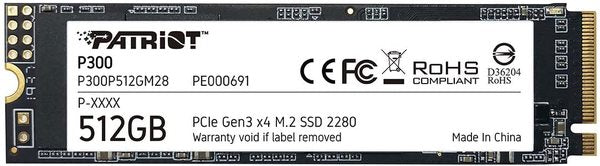 PATRIOT P300 512GB M.2 2280 PCIe NVMe SSD
