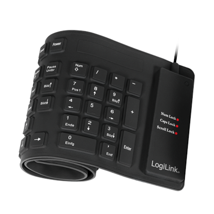 Logilink Flexible Waterproof Keyboard USB + PS/2 - ID0019A - Black