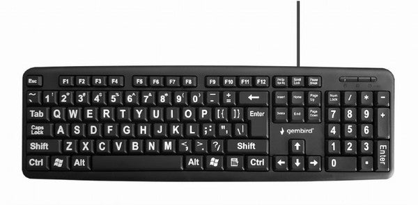 Gembird KB-US-103 Standard Keyboard - Large Print, US Layout, Black
