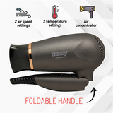 Camry CR 2261 Hair Dryer - 1400W, 2 Temperature Settings - Metallic Grey/Gold