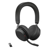 Jabra Evolve2 75 Wireless On-Ear Headset with Charging Stand - MS Teams Certified, USB-C, Active Noise Cancelling, Black