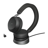 Jabra Evolve2 75 Wireless On-Ear Headset with Charging Stand - MS Teams Certified, USB-C, Active Noise Cancelling, Black