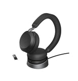 Jabra Evolve2 75 Wireless On-Ear Headset with Charging Stand - MS Teams Certified, USB-C, Active Noise Cancelling, Black