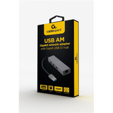 Cablexpert USB 3.0 Gigabit Ethernet Adapter with 3-Port Hub - A-AMU3-LAN-01