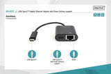 Digitus USB-C Gigabit Ethernet Adapter + PD - DN-3027 - Black