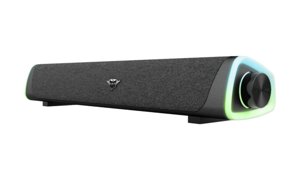 Trust GXT 620 Axon RGB Illuminated Gaming Soundbar with rainbow wave lighting and easy-to-reach volume control