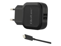 QOLTEC 50188 AC Adapter - 17W, 5V, 3.4A with 2xUSB & USB-C