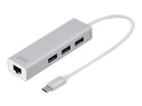 Digitus USB-C 3-Port Hub with Gigabit Ethernet Adapter