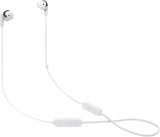 JBL T205 Chrome Earbud headphones - 1-button remote with microphone - Tangle-free flat cable