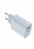 Universal 2x3A USB-C + USB-A Power Delivery Wall Charger - White