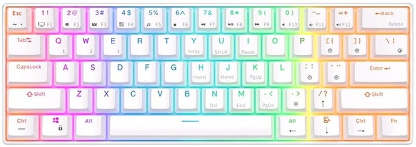 Royal Kludge RK61 60% Hot-Swap Mechanical Keyboard - Brown Switches, US Layout, White