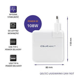 QOLTEC 51710 GaN Fast 108W USB-C Power Charger - White