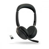 Jabra Evolve2 65 Flex MS Stereo Headset - On-Ear Bluetooth Wireless ANC USB-A Black with Wireless Charge Pad