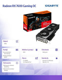 GIGABYTE Radeon RX 7600 GAMING OC 8GB GDDR6 Graphics Card