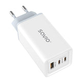 SAVIO LA-07 GaN 65W USB Wall Charger - QC4.0+, PD 3.0, White