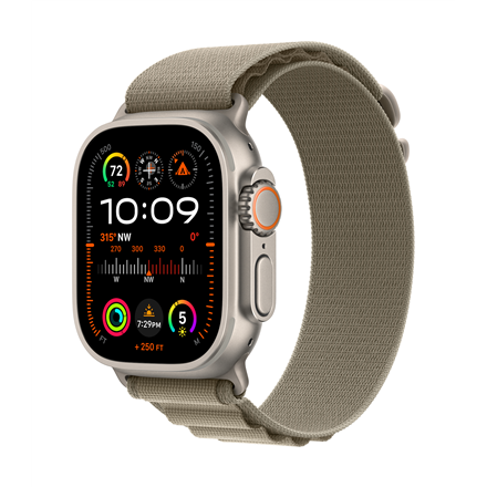 Apple Watch Ultra 2 GPS + Cellular, 49mm Titanium with Olive Alpine Loop - Large