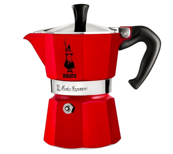 Red "Bialetti Moka Espress" coffee machine
