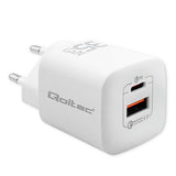 QOLTEC GaN ULTRA 35W Dual Port Charger - USB-C PD & USB-A - White (50763)