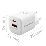QOLTEC GaN ULTRA 35W Dual Port Charger - USB-C PD & USB-A - White (50763)