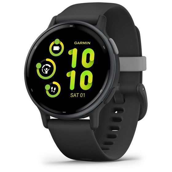 Garmin vívoactive 5 Smartwatch - Slate Aluminum Bezel, Black Body, Silicone Strap