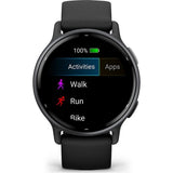 Garmin vívoactive 5 Smartwatch - Slate Aluminum Bezel, Black Body, Silicone Strap