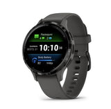 Garmin Venu 3S Silver Stainless Steel Bezel with Green Gray Case and Silicone Strap
