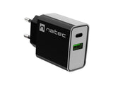 NATEC Ribera 20W USB-A + USB-C Power Delivery Wall Charger - Black