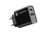 NATEC Ribera 20W USB-A + USB-C Power Delivery Wall Charger - Black