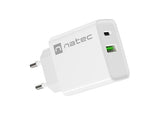 NATEC Ribera 20W USB-A+USB-C Power Delivery Wall Charger - White