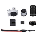 Canon EOS R50 + RF-S 18-45mm IS STM (White) + RF-S 55-210mm IS STM + Mount Adapter EF-EOS R
