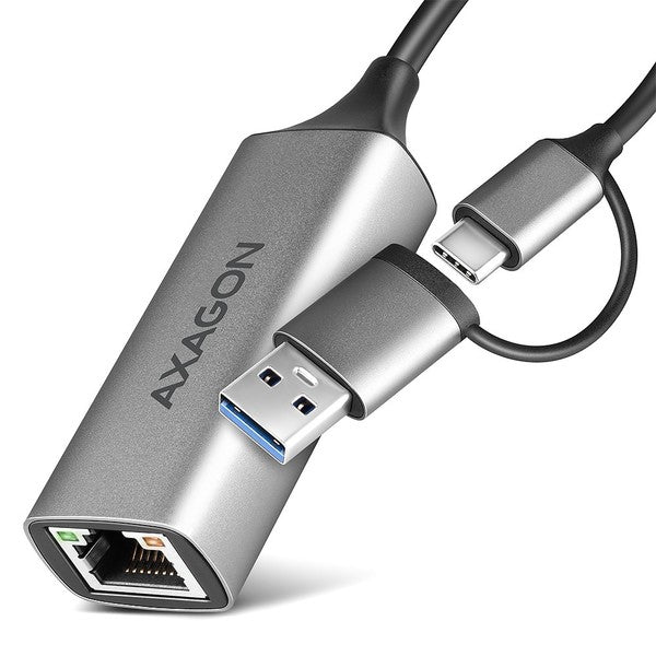 AXAGON ADE-TXCA Compact USB 3.2 Gen 1 Gigabit Ethernet Adapter - USB-C to USB-A, Red