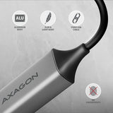 AXAGON ADE-TXCA Compact USB 3.2 Gen 1 Gigabit Ethernet Adapter - USB-C to USB-A, Red
