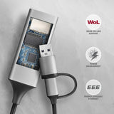 AXAGON ADE-TXCA Compact USB 3.2 Gen 1 Gigabit Ethernet Adapter - USB-C to USB-A, Red