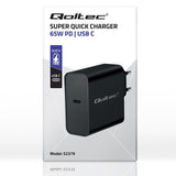 Qoltec 52379 65W USB-C PD Fast Charger - Black