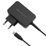 Qoltec 51825 GaN 45W Dual Port Charger - USB-C PD & USB QC 3.0 - White