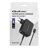 Qoltec GaN POWER PRO 90W USB-C Charger - Black (Model: 52387)