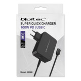 Qoltec GaN POWER PRO 100W USB-C Charger - Black (Model: 52388)