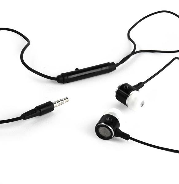 Gembird InEar headphones with microphone and volume adjustment, black-white