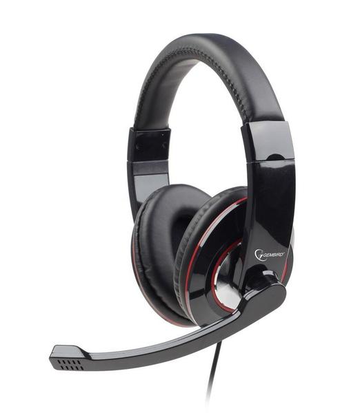 Gembird Stereo Headphones with Microphone and Volume Control - Glossy Black