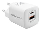 QOLTEC GaN ULTRA 35W Dual Port Charger - USB-C PD & USB-A - White (50763)