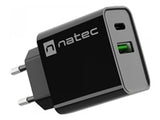 NATEC Ribera 20W USB-A + USB-C Power Delivery Wall Charger - Black